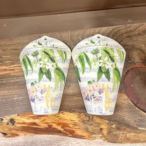 Ellen Blonder "Symphony Of Spring" 2 Ceramic Mini Wall Pocket Vases